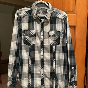 Med BKE Mens Athletic Fit LS Pearl Snap Western